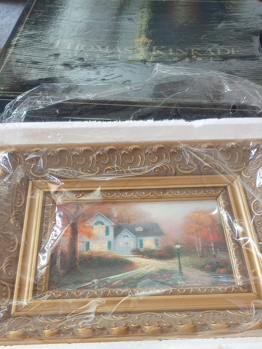 Thomas Kinkade Gold-Framed Cottage Print with Autumn Hues